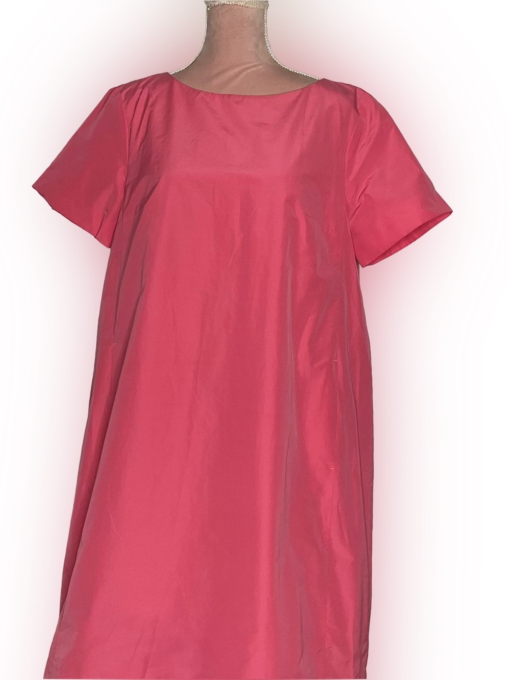 MaxMara Coral Pink Short-Sleeve Midi Shift Dress